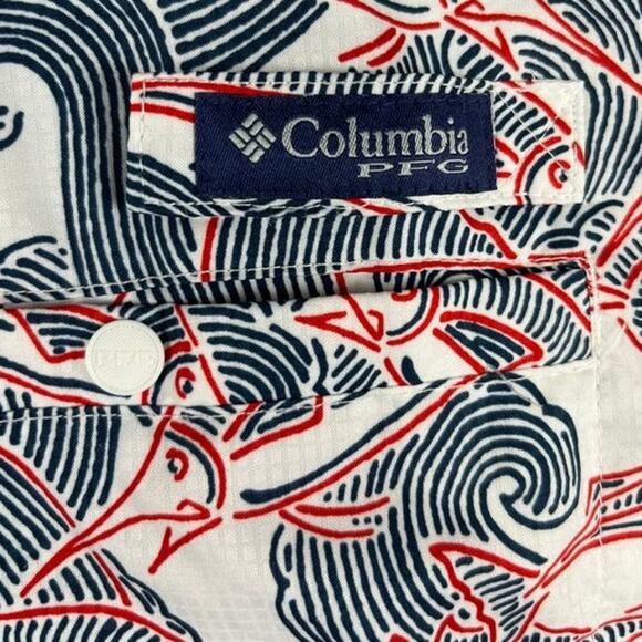 Men’s Columbia Super Tamiami Marlin Print Vented Fishing Shirt 2XL Excellent - Picture 6 of 12